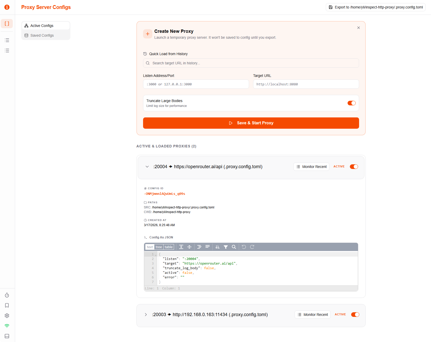Proxy Management Dashboard