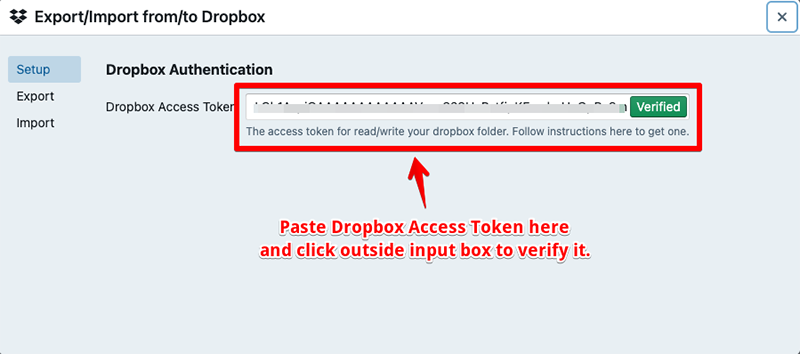 Dropbox access token flow step 6