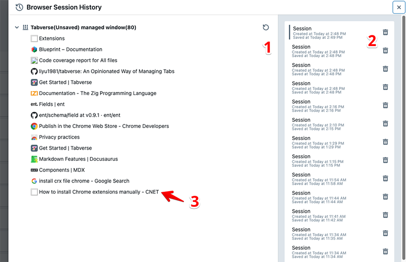 Session History Drawer